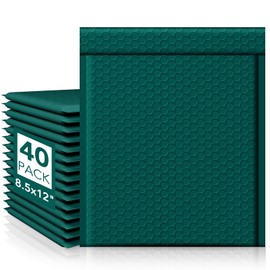 Fuxury Thick Bubble Mailers 8.5x12” 40 Pack Large Christmas Bubble Envelopes Opaque Cushioning Mailer for Small Business Mailing Books Clothes Makeup Supplies Forest Green #2