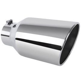 EVERESTWAY Stainless Steel 5 Inch Inlet Diesel Exhaust Tip Tailpipe, 8" Outlet 15" Long Rolled End Angle Cut Bolt On Exhaust Tail Pipe 5"x8"x15" Polished Chrome Universal Car