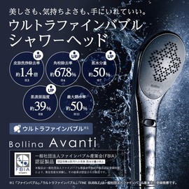 Bollina Avanti Shower Head Ultra-Fine Bubble Water Saving up to 50% Beauty Moisturizing Cleaning Heat Preservation 2-Mode Switch Patent Technology TKS Bollina Avanti Beauty Mode & Powerful Mode TK
