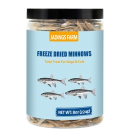 JADINGSFARM Minnows 8 oz Freeze Dried Minnows, 100% Natural Cat Treat, Dog Treat Freeze Dried Minnows for Cats Freeze Dried Minnows for Dogs (8 OZ)