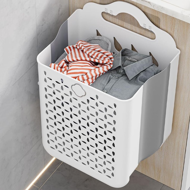 Collapsible Laundry Hamper, Household Foldable Dirty Wall Hanging Multi-functional Hollow