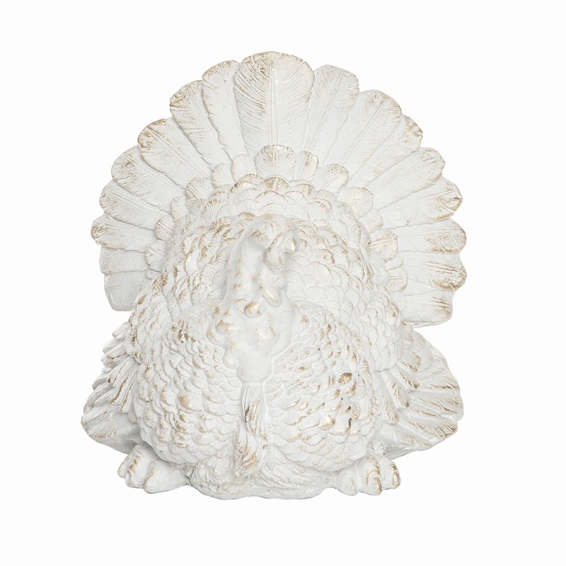 GALLERIE II Large Champagne White Turkey Figurine Fall Harvest Autumn