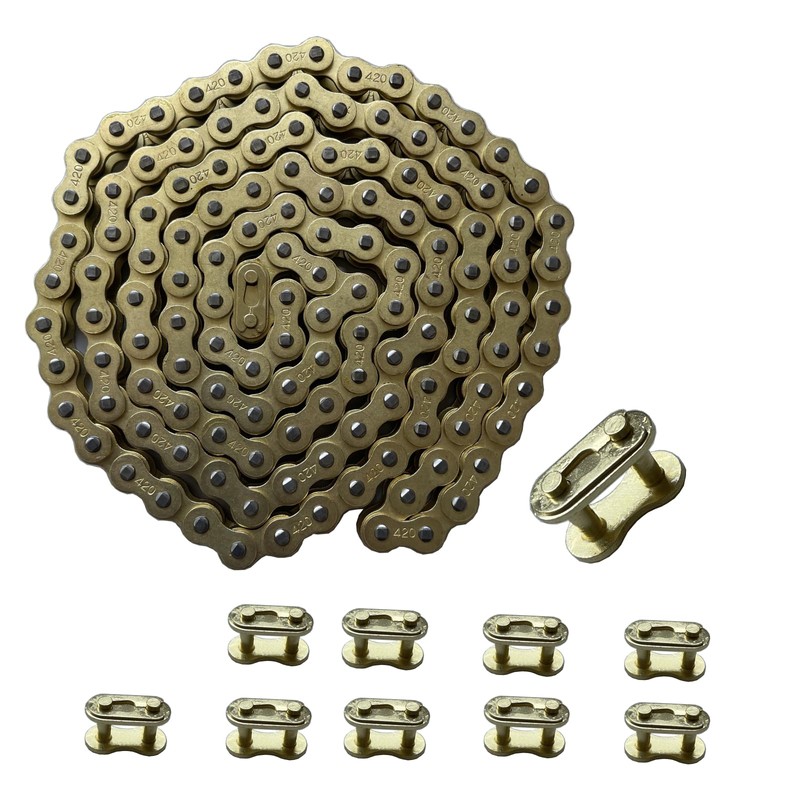LKSM Gold 420 Motorcycle Chain 132 Link Standard with Chain