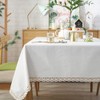 AMZALI Classic Cotton Linen Lace Tablecloth Dust-Proof Table Cover for