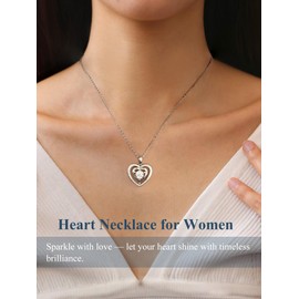 Jiostonor Moissanite Necklaces for Women, Heart Pendant Necklace Birthday Gift for Her, 18K Gold Plated S925 Silver Jewelry for Wife Girlfriend Mom