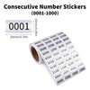 Skweawert 1-1000 Consecutive Number Inventory Stickers Self Adhesive Waterproof Labels