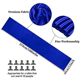 Paquete de 10 caminos de mesa de satén de 12 x 108 pulgadas de largo, color azul real, para bodas, decoraciones para fiestas de cumpleaños, banquetes, graduaciones, compromisos, caminos de mesa para