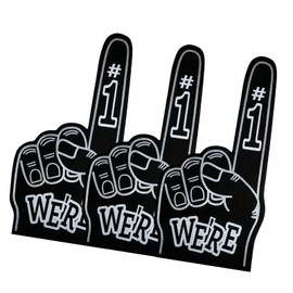 Wonafa 3 Pieces Giant Foam Finger 18 Inch We're Number 1 Foam Hand Foam Fingers, Cheerleading Foam Fingers for Sports Cheer Athletics Local Sport Events Games (3, Black)