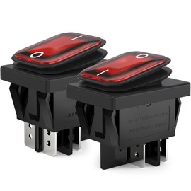 DIYhz 2Pcs AC 16A 250V/125V 2 Position ON/Off Waterproof Boat Rocker Switch with Red Indicator Light