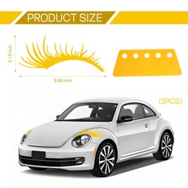 Ongfuwu 2 PCS Car Headlight Eyelashes Stickers, Auto Bumper Window Eyelashes Stickers, Fashion Fake Eyelash Stickers for Car Body, Vehicle Exterior Decoration Accessories for Car SUV Truck (Yellow)
