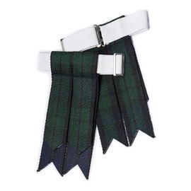 UMAM Kilt Flashes for Men with Heavy Buckle Adjusters, Plain & Tartan Kilt Sock Flashes. (Black Watch 008FLBU)