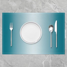 45X30cm Teal Blue Placemat Gradient Style Table Place Mats For Kids Women Men Ombre White Washable Fabric Table Mats Placemat Geometric Placemat