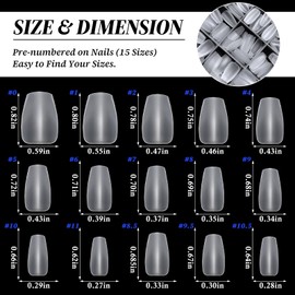 LuckForever 300pc Short Coffin Nails Tips Gel Nail Tips Fake Nails Clear Soft Gel Nail Tips Full Cover False Nail Short Coffinl Coffin Acrylic Nails Set for Salons or DIY Nail Art