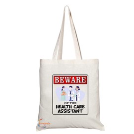 Coralgraph Inc TB922 Beware of the Health Care Assistant Novelty Present Gift Printed Eco-Friendly Stylish Long Handled Tote Shoulder Bag