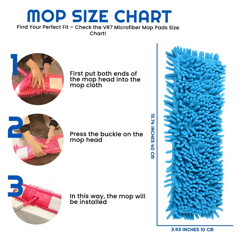 VR7 Microfiber Mop Head Replacement – Washable Mighty Pads for