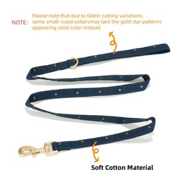 Petiry Cotton Dog Lead with Gold Star Print,With D-Ring for Poop Bag Holder,150cm Length x 2.0cm Width-Ideal for Medium to Large Dogs,NavyStar,M