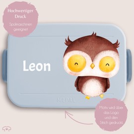 Children's Bento Box Midi Lunch Box for Mepal Bento Box - Cute Owl Bird Cute Owl - 900 ml - Light Blue - Owl Lunch Box