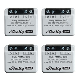 Shelly PM Mini Gen 3 | 4er Pack | Wlan & Bluetooth Smart Power Meter 1 Kanal 16 A | Hausautomation | Kompatibel mit Alexa und Google Home | iOS-Android-App | Kein Hub erforderlich
