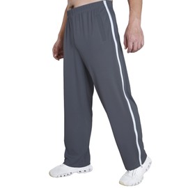 Tear Away Pants for Men's Side Zipper Leg Breakaway Pants Post Surgery Foley Catheter Pants Adaptive Clothing Wide Leg Zip Off Sweatpants Dark Grey
