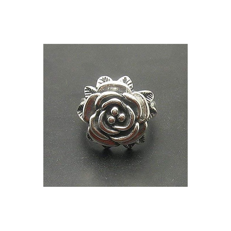 Sterling silver ring flower rose solid 925 Empress size G