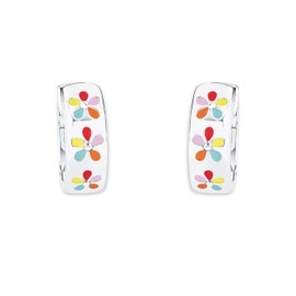 Prinzessin Lillifee girls flower, children's creole earrings, 925 silver, enamelled, colourful
