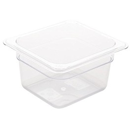 Vogue Reusable Polycarbonate Plastic 1/6 Gastronorm Container 100mm, Clear, Food Storage, -40°C to 100°C, Transparent, Dishwasher Safe | U240