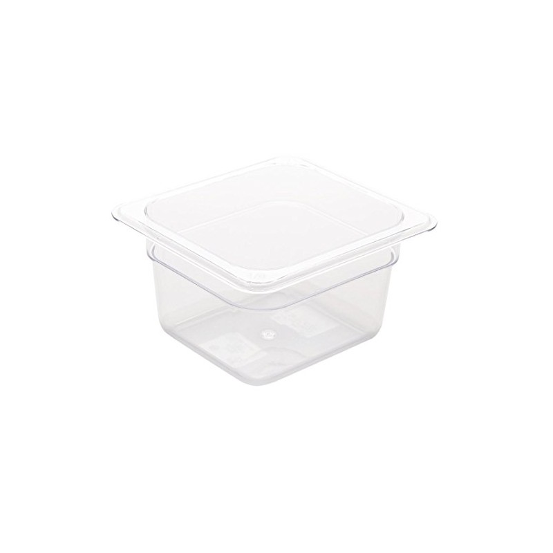 Vogue Reusable Polycarbonate Plastic 1/6 Gastronorm Container 100mm, Clear, Food