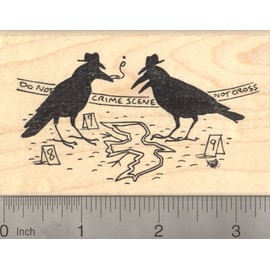 Murder of Crows Rubber Stamp, Crow Crime Scene Detective