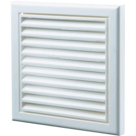 VENTS UK 6 inch - 150 mm Square White Louvered Wall Ventilation Grille with Mesh for Extractor Loft Fan Bathroom Pipe Cover Wall Ceiling Bedroom Living Room – Duct Extractor Grill