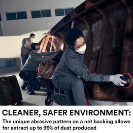 3M 3M Xtract Net Disc 710W, 150+, 6 in, Die 600Z, Pack of 50 Hook and Loop Sanding Discs, Virtually Dust-Free, Premium Option for Metal, Wood, Composites, Stock Removal, and Fine Finishing