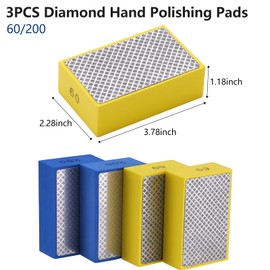 XKDOUS 4PCS Diamond Hand Polishing Pads, Sanding Pads 2 * 60,2 * 200 Tile Tools Sanding Block Polishing for Ceramic Tile Glass Stone Marble Granite Metal Grinding