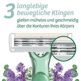 BIC Soleil Escape 3 Blade Disposable Razor for Women with Lavender & Eucalyptus Moisturizing Strips with Almond Oil - Box of 4