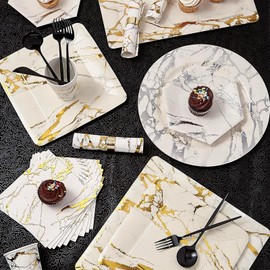 Opulence Collection Black Plastic Flatware Set - (Pack of 96) - Durable & Stylish Design - Perfect for Weddings, Formal Dinners & Special Events