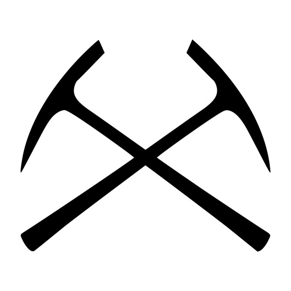 Black - Set of Two (2) Crossed Pickaxes 3" x