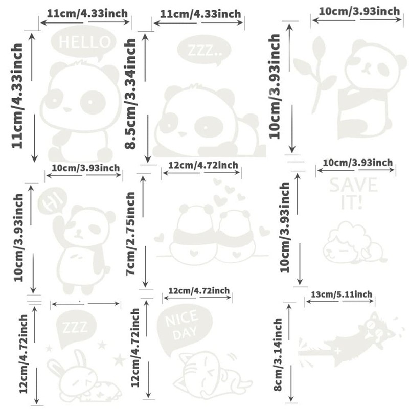 JunyueLiang Luminous Sticker for Switches, Cute Panda Animals, Interior Stickers,