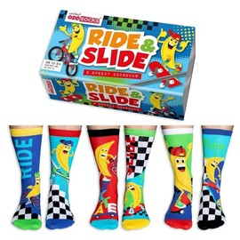 United Oddsocks -Ride & Slide - Box 6 Odd socks For Boys UK 12-5.5 EUR 30.5-38.5 US 13.5-8
