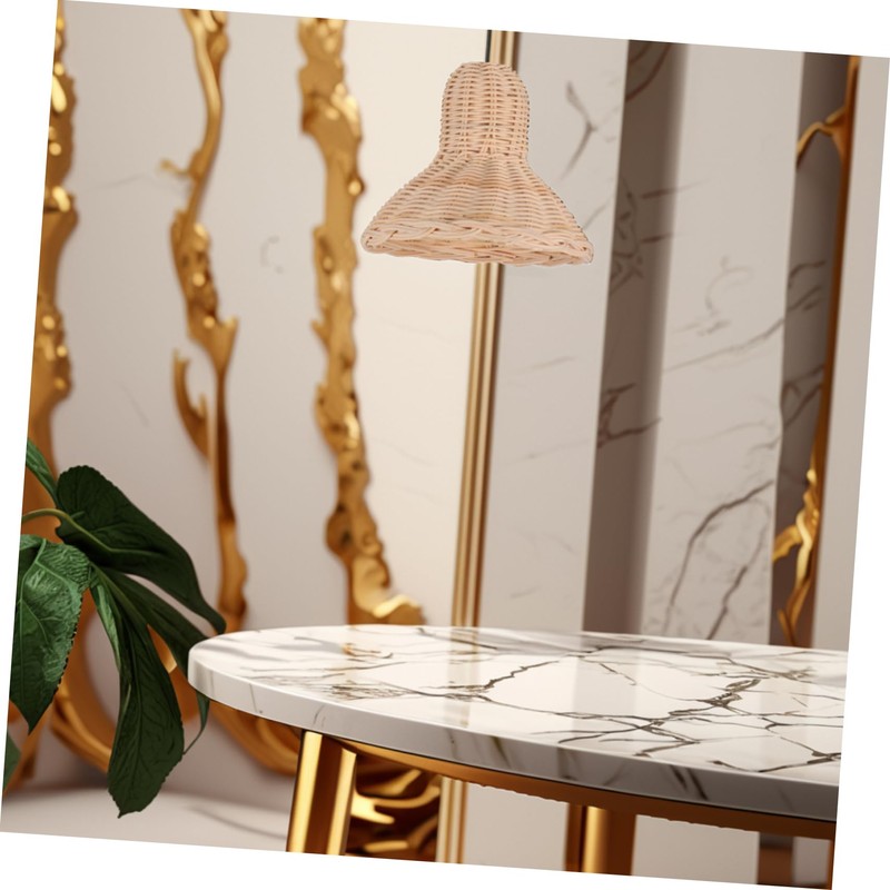 ORFOFE Vintage Rattan Lampshade Boho Style Bedside Lamp Handwoven Wicker