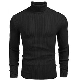 AISHITE Men's Sweater, Turtleneck, High Elasticity, Good Texture, Solid, Casual, Long Sleeve, Knit, Cold Protection, Autumn and Winter, Father, Boyfriend, Children, Black