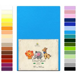 Fitted Sheet 100% Cotton Jersey - 80/200 - 80 x 200 cm, Turquoise, 80 x 160 cm