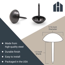 House2Home Upholstery Tacks for Furniture, 7/16" Upholstery Nail Heads for Furniture Trim, Decorative Nails for Wood and Upholstered Furniture, 100 Pearl Grey Decorative Nail Heads, Nailhead Trim Kit