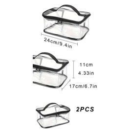 ZHYUAN Pack of 2 Waterproof PVC Cosmetic Bag, Transparent Travel Makeup Bag, Travel Toiletry Bag, Cosmetic Bag, Toiletry Bag, Transparent Hand Luggage, Unisex, Waterproof, Toiletry Bag, Make Up Bag