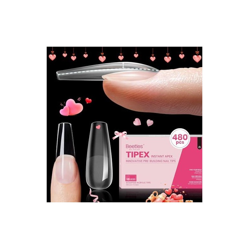 Beetles Tipex Instant Apex Nail Extension Tips Kit Almond/Coffin/Square/Oval/Stiletto/Squaoval Shape