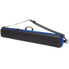 Casemaster Parallax Billiard/Pool Cue Case 600D Oxford Heavyweight Polyester Fabric and Padded Interior, Holds 2 Complete 2-Piece Cue (2 Butt/2 Shaft), Black with Blue Trim