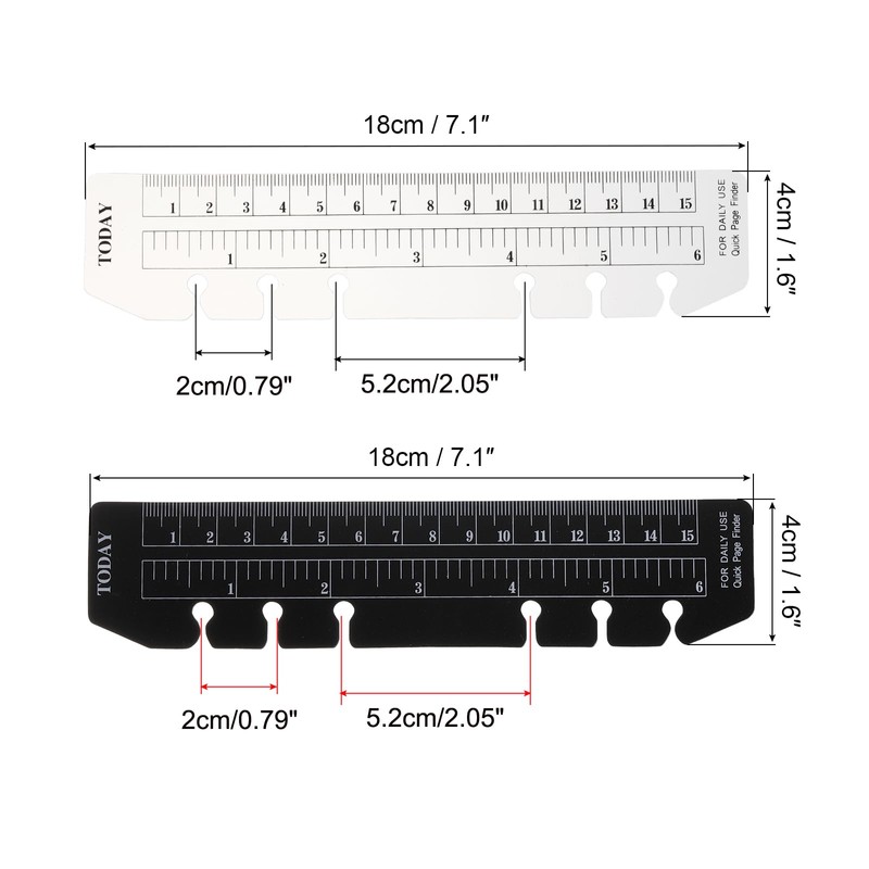 PATIKIL 18cm x 4cm Bookmark Ruler 10pcs Snap-in Ruler Page