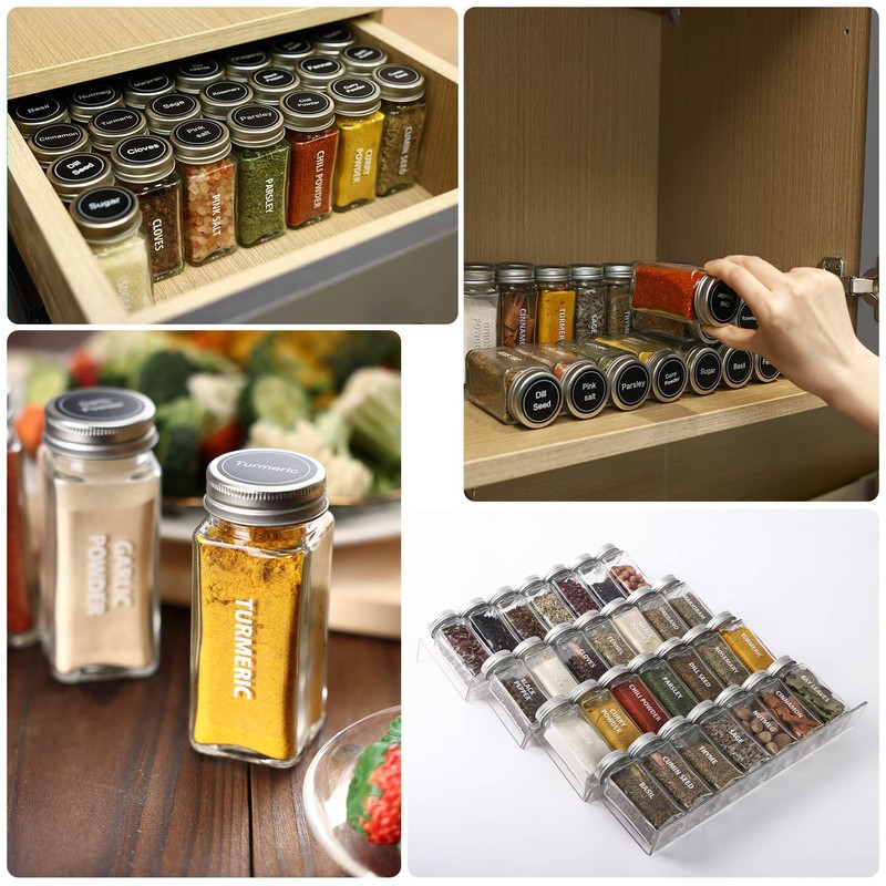 Antimbee 28 Pcs Clear Glass Spice Jars,3.5 oz Glass spice