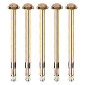 M METERXITY 5-Pack Hex Expansion Bolt, M6x150mm Colored Galvanized Iron-Carbon Steel External Hex Expansion Bolts, Anti-Corrosion Metal Bolt for Concrete/Dry Brick/Block Walls
