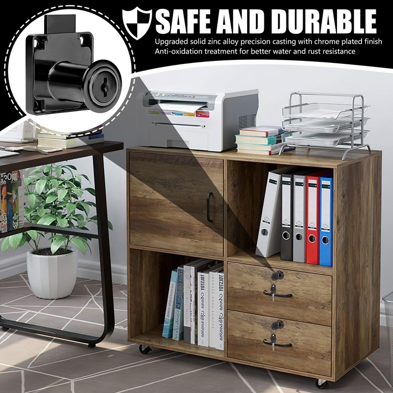Desk Drawer Lock, 2 Pcs Cam Cupboard Locks with Key,