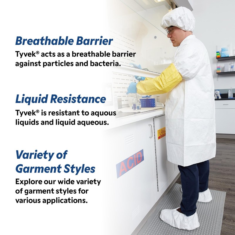 IsoClean DuPont Tyvek IC501B Sleeve, White, Universal Size (Pack of