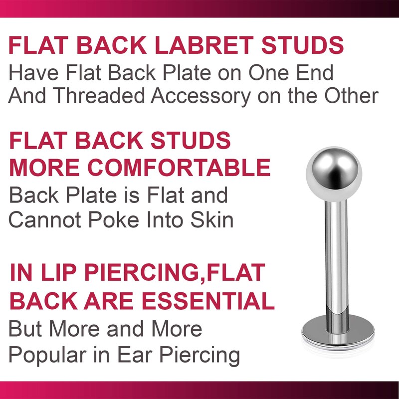 6pcs 16g Labret Lip Stud Monroe Cartilage Tragus Helix Earring