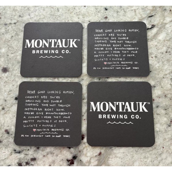 Montauk Brewing Co Red Heart Set of 4 Beer Coasters